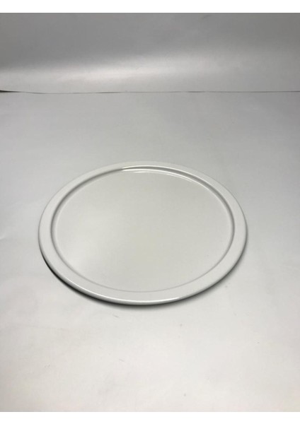 Metal Gri Tek Kişilik Dekoratif Çay, Kahve ve Pasta Servisi Sunum Tepsisi 23 cm