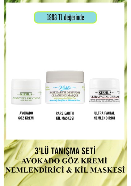 Avokado Göz Kremi, Nemlendirici & Kil Maskesi 3’lü Tanışma Seti indirimleri