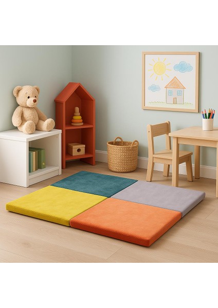 Happy Play Katlanır Yer Minderi Oyun Minderi Oyun Halısı - 120 x 120 cm