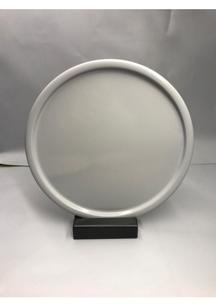 30 cm Mat Gri Metal Yuvarlak Çay, Kahve, Pasta Servis Tepsisi Dekoratif Sunum Tepsisi