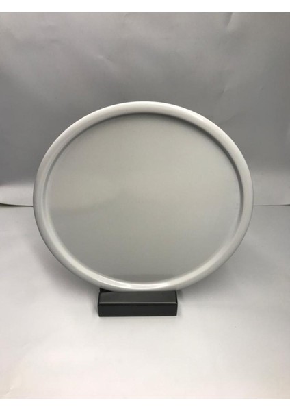 30 cm Mat Gri Metal Yuvarlak Çay, Kahve, Pasta Servis Tepsisi Dekoratif Sunum Tepsisi fiyatları
