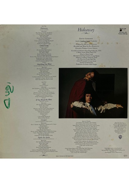 David Sanborn – Hideaway Smooth Jazz Fusıon 1980 Baskı Lp