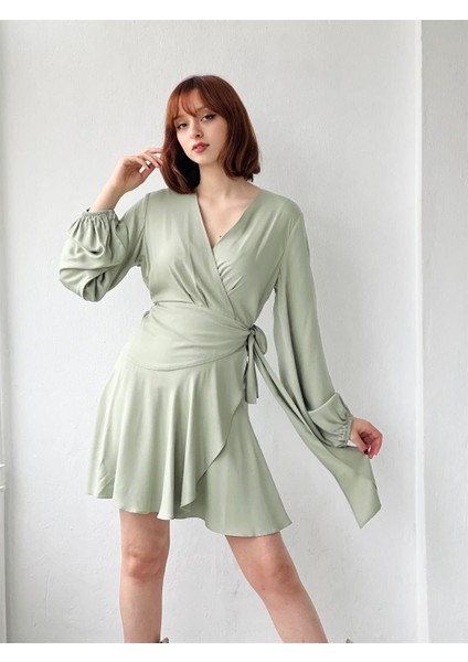 Ashley Kruvaze Elbise Kadın Çağla