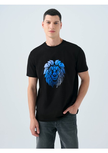 Regular Fit Siyah Erkek T-Shirt LF2039546 modelleri