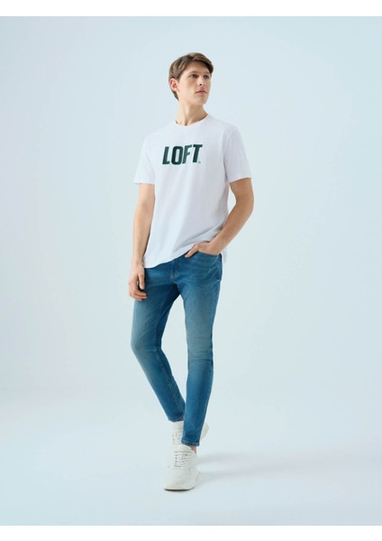 Regular Fit Beyaz-Yeşil Erkek T-Shirt LF2040075