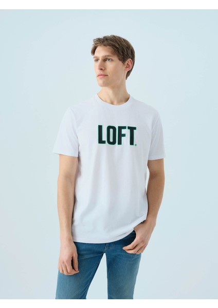 Regular Fit Beyaz-Yeşil Erkek T-Shirt LF2040075 fiyatları