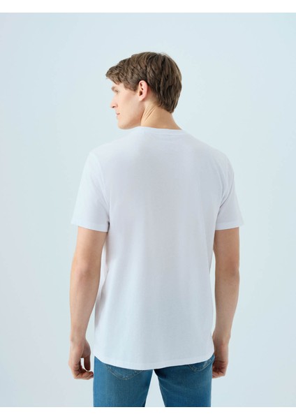 Regular Fit Beyaz-Yeşil Erkek T-Shirt LF2040075 modelleri