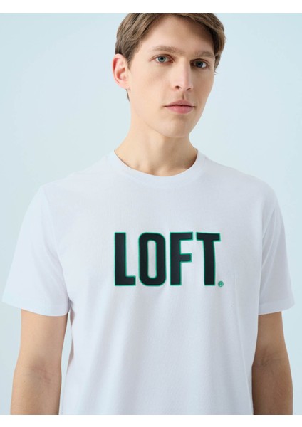 Regular Fit Beyaz-Yeşil Erkek T-Shirt LF2040075 fırsatları