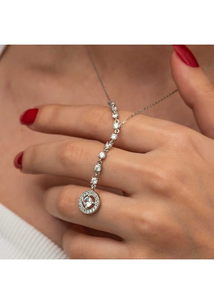 Gümüş Sıralı Zirkon Taşlı Çember Kadın Kolye fırsatları