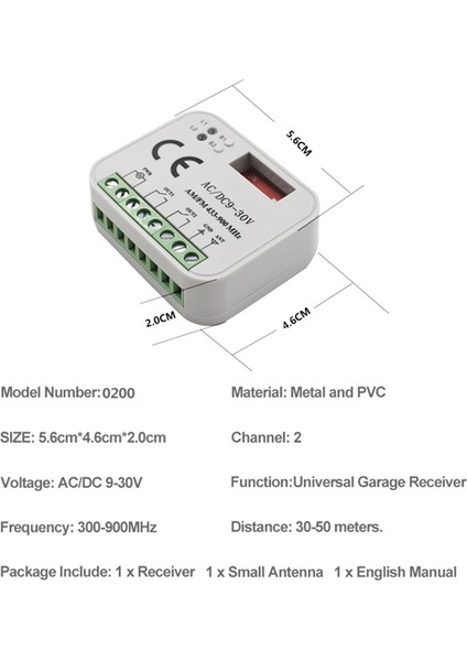Evrensel Garaj Kapısı Uzaktan Kumanda Alıcısı 2ch Denetleyici Anahtarı Verici Rx Çok Frekanslı 433-900MHZ Siyah (Yurt Dışından) fiyatları
