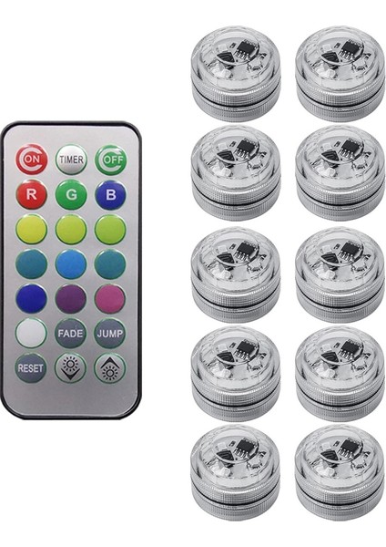 10 Adet Kablosuz Renkli LED Araç Iç Ortam Işığı Uzaktan Kumanda Pil Kumandalı Vazo Havuz Gölet Fener Dekorasyon (Yurt Dışından)