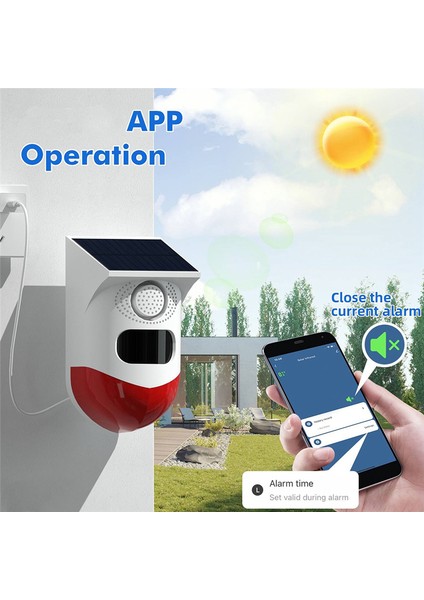 Graffiti Wifi Güneş Alarmı Açık Hırsız Alarmı Güneş Kızılötesi Dedektör Ses Işığı Siren CT80WR Uzaktan Kumanda Dc Tel (Yurt Dışından)