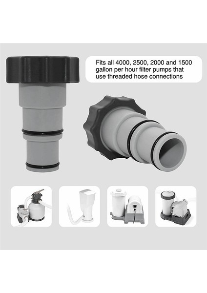 Yer Üstü Yüzme Havuzu Için 2pcs Hortum Adaptörü, 1,5 Ila 1,25 Inç (Yurt Dışından)
