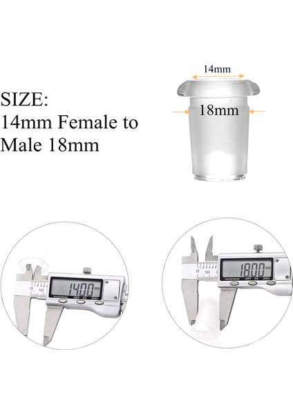 5 Adet Temel Adaptör Kompakt Şeffaf 18MM Erkek - 14MM Dişi Cam Adaptör (Yurt Dışından)