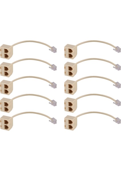 RJ11 6P4C 2 Çıkışlı Telefon Jakı Hattı Ayırıcı Adaptör Bej (Yurt Dışından)