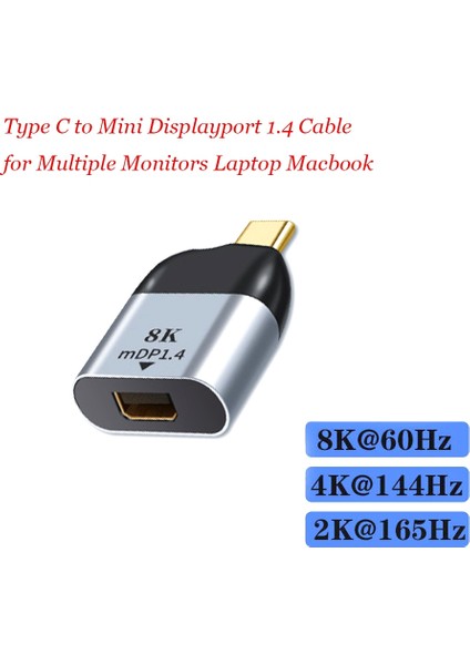 Pro 2020 Için 3 8k 4K 60Hz Mdp Için Type-C - Mini Dp Adaptörü USB C - Mini Ekran Bağlantı Noktası Dönüştürücü (Yurt Dışından)