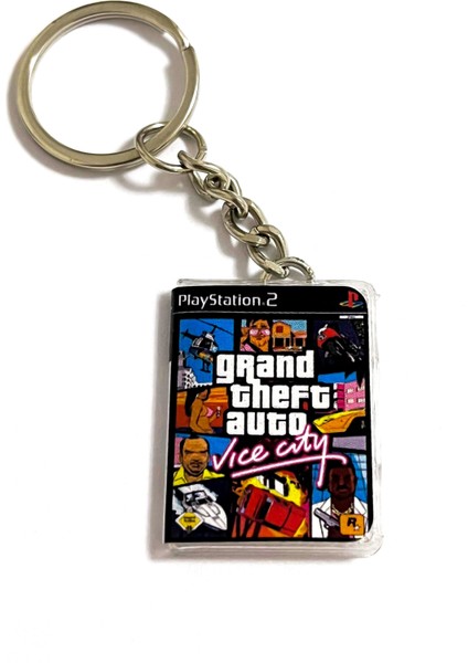 Gta Vice City Retro Minyatür Ps2 Oyun Kutusu Anahtarlık