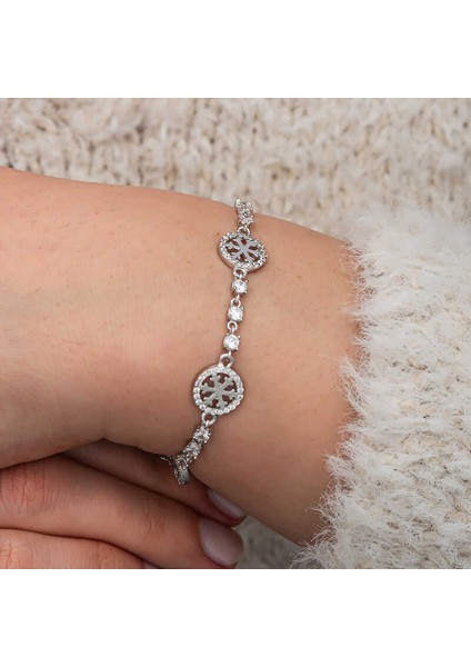 Gümüş Halka Içinde Kar Tanesi Kadın Bileklik indirimleri