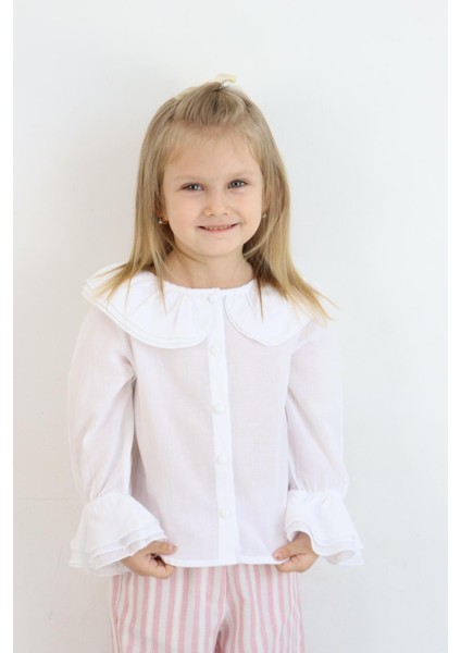 Yaka Detaylı Kız Çocuk Gömlek Ekru fırsatları