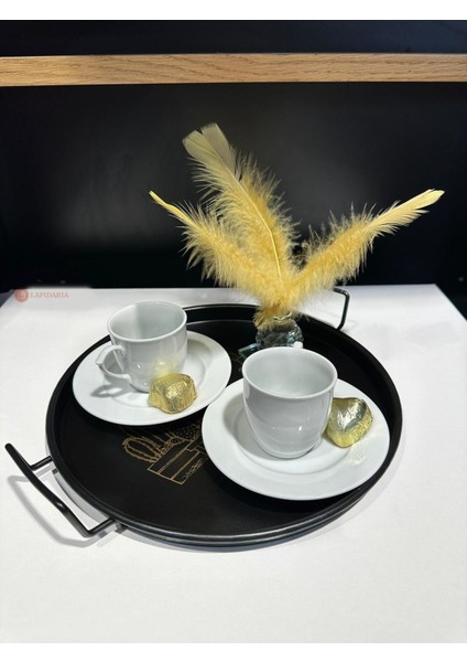 Altın Kenarlı Siyah Country Tarzı Dekoratif Tepsi 25 cm fiyatları