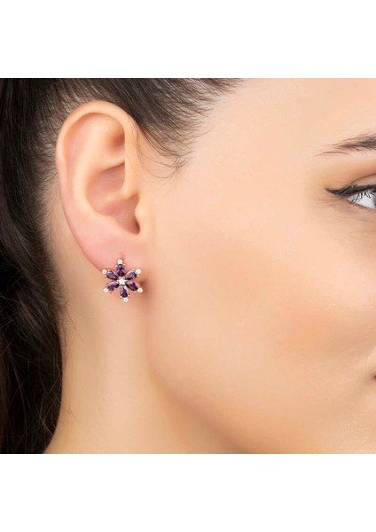 Gümüş Mor Lotus Çiçeği Kadın Küpe fiyatları