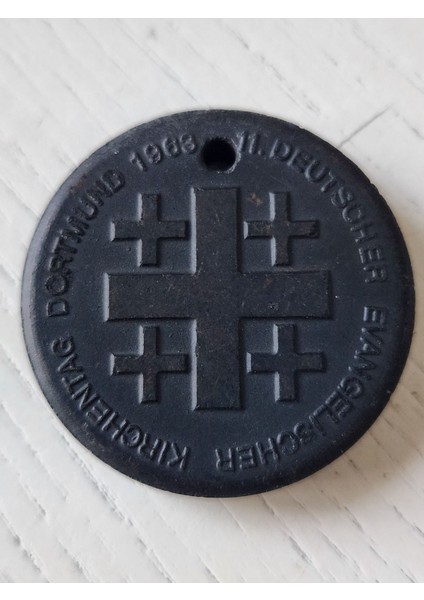 1963 Dortmund Evanjelik Kilise Madalya. 3.5cm Porselen Alman Madalya. Nadir