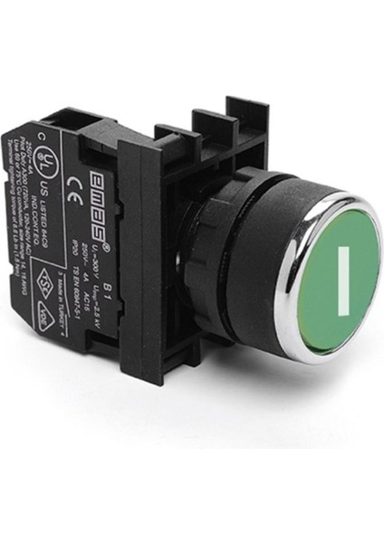 Emas B100DY1 Mat Yüzeyli Özel Tampon Baskılı Buton Yeşil I Baskılı