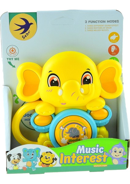 Oyuncak Sevimli Fil Davul Mini Işıklı Sesli 15CM