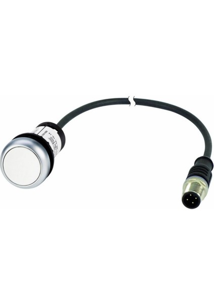 C22-D-W-K10-P3 Kablolu Harici Tip Buton (M12 Konnektör, 0.5m), Yaylı, Beyaz, 1na