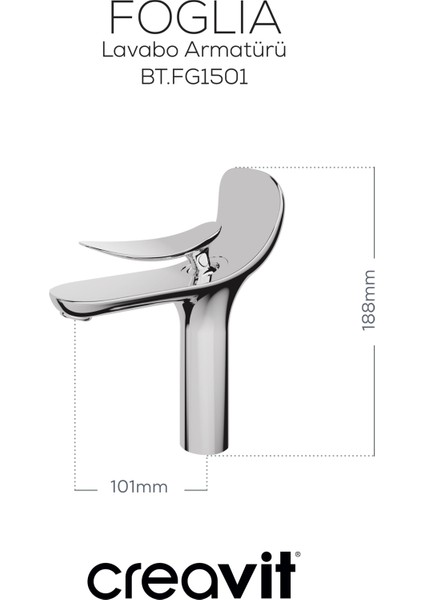 Foglia Lavabo Armatürü Krom