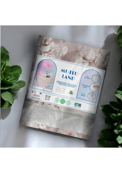 Teodora Pvc Masa Örtüsü Kenar Dantel Krem - Kahverengi