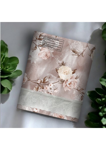 Teodora Pvc Masa Örtüsü Kenar Dantel Krem - Kahverengi