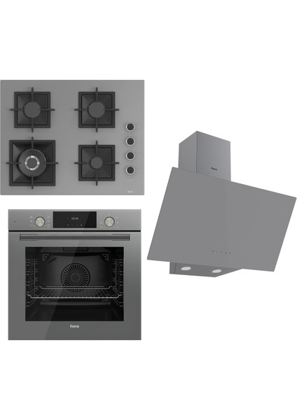 Flameart Sc Serisi Gri Set (SC408-WFA + QMS63CPR +D079 ) - 65 Cm'lik Kare Döküm Izgara-Wok