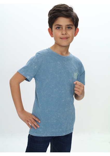 Erkek Çocuk Yıkamalı Göğsü Baskılı Tişört fiyatları