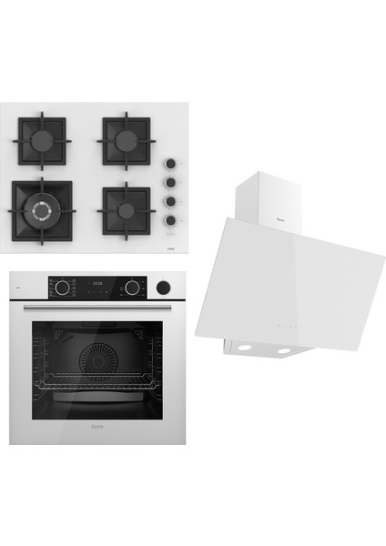 Flameart Sc Serisi Beyaz Set (SC406-WFA + XE64CB +D087 ) - 65 Cm'lik Kare Döküm Izgara-Wok