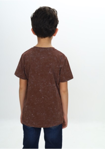 Erkek Çocuk Yıkamalı Göğsü Baskılı Tişört fırsatları
