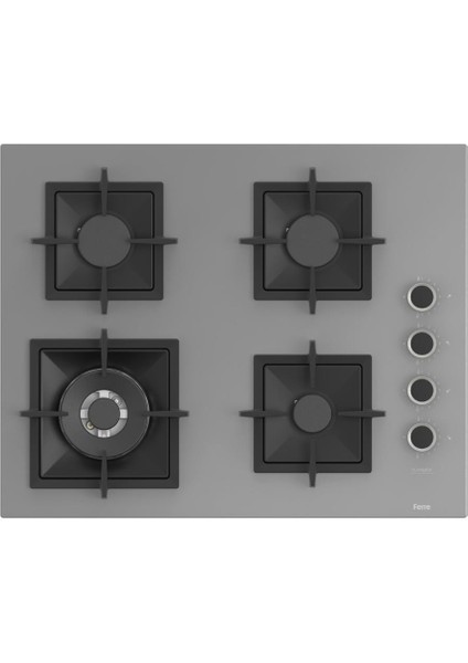 Flameart Sc Serisi Gri Set (SC408-WFA + XE63CPR +D082 ) - 65 Cm'lik Kare Döküm Izgara-Wok