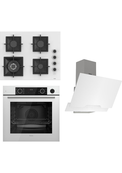 Flameart Sc Serisi Beyaz Set (SC406-WFA + XE64CB +D064 ) - 65 Cm'lik Kare Döküm Izgara-Wok
