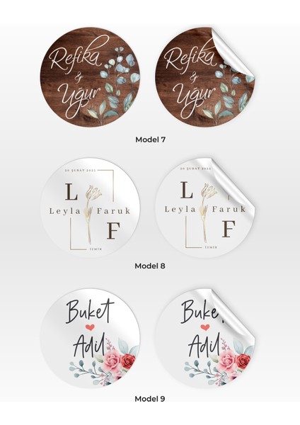 Düğün, Kına Gecesi, Nişan, Söz Vb. Hediyelik Etiketi / Sticker (138 Adet - 3 cm )