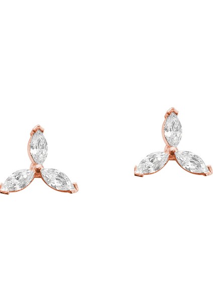 Üç Yıldızlı Minimalist Gümüş Küpe SSDAMLA02 Kırmızı Renk