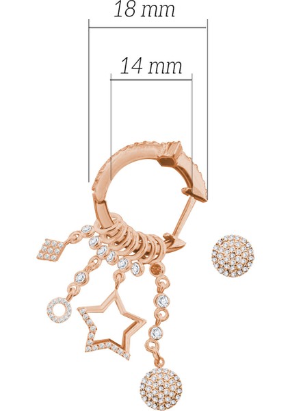 Çeşitli Figür Yuvarlak Sallantılı 925 Ayar Gümüş Küpe SSMULTI14 Kırmızı Renk fiyatları