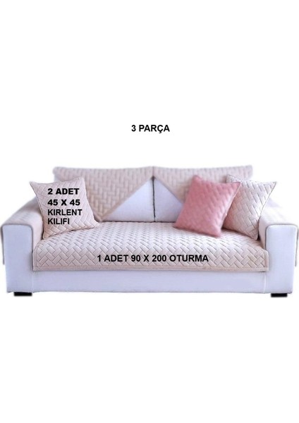 3 Parça 90 x 200 Kaymaz Taban Kapitone 3 Lü Koltuk Çekyat Kanepe Örtüsü