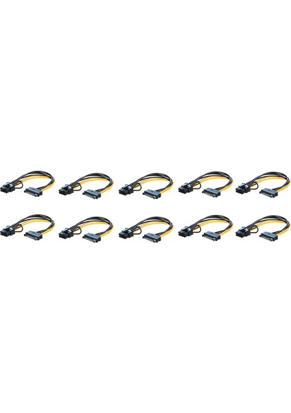 10 Adet 15 Pin 15PIN Sata Erkek - (6+2) 8 Pin 8pin Pcıe Dişi Kablo (Yurt Dışından)