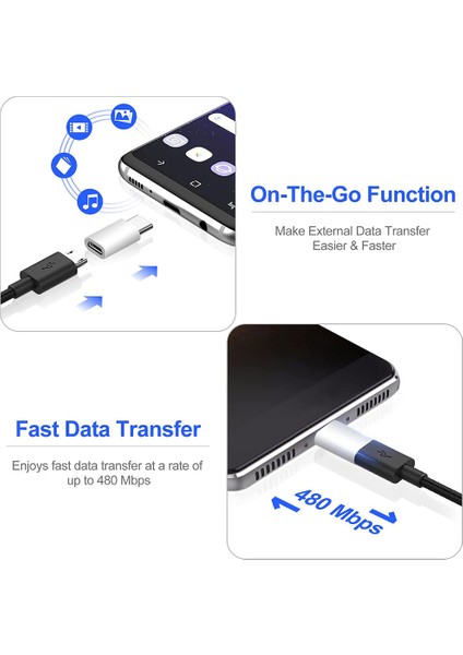 Letv Mi 5x Için 5 Adet/grup Mikro Usb'den Tip-C'ye Adaptör (Beyaz) (Yurt Dışından)