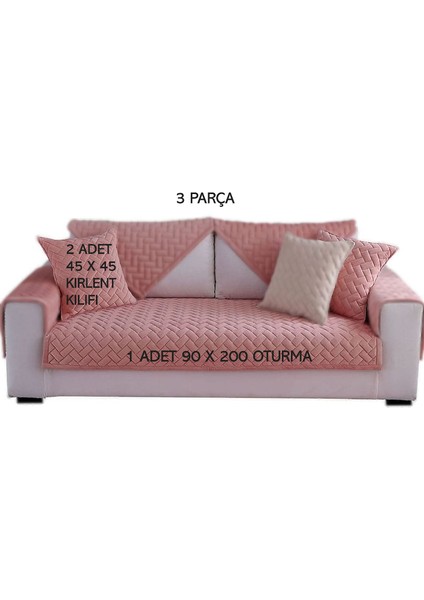 3 Parça 90 x 200 Kaymaz Taban Kapitone 3 Lü Koltuk Çekyat Kanepe Örtüsü
