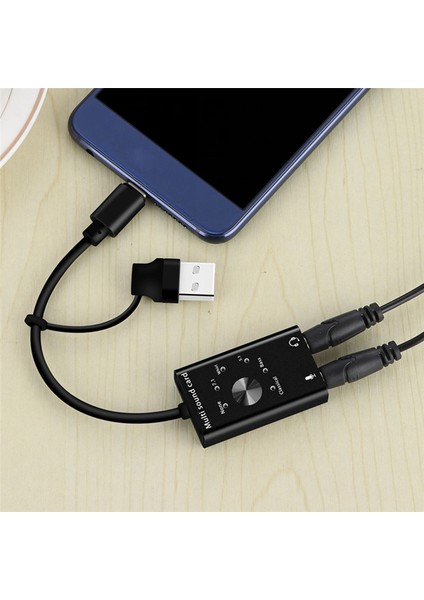 Harici Ses Kartı Usb2.0 Tip C Stereo Mikrofon Adaptörü (Yurt Dışından)