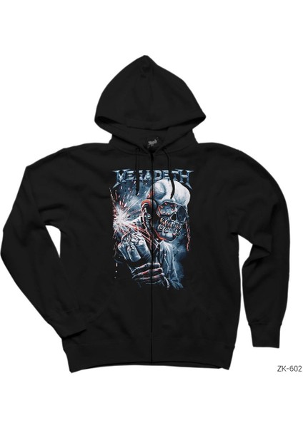 Megadeth Skull Bomb Siyah Fermuarlı Kapşonlu Sweatshirt