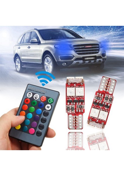 2 Adet T10 W5W LED Rgb Uzaktan Kumanda Işıkları Gösterge Ampulü Araba Lambaları (Yurt Dışından)