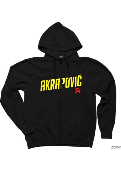 Akrapovic Logo Siyah Fermuarlı Kapşonlu Sweatshirt