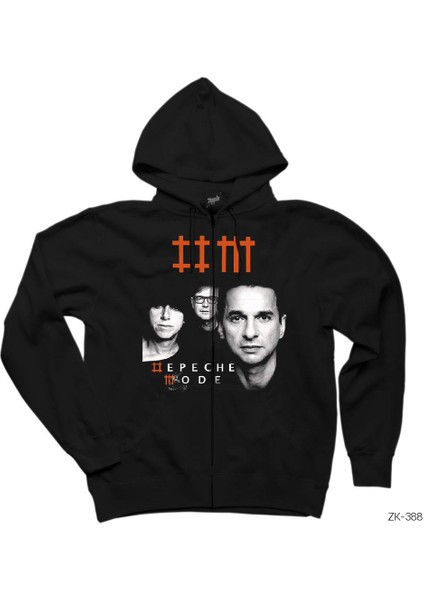 Depeche Mode Group Siyah Fermuarlı Kapşonlu Sweatshirt